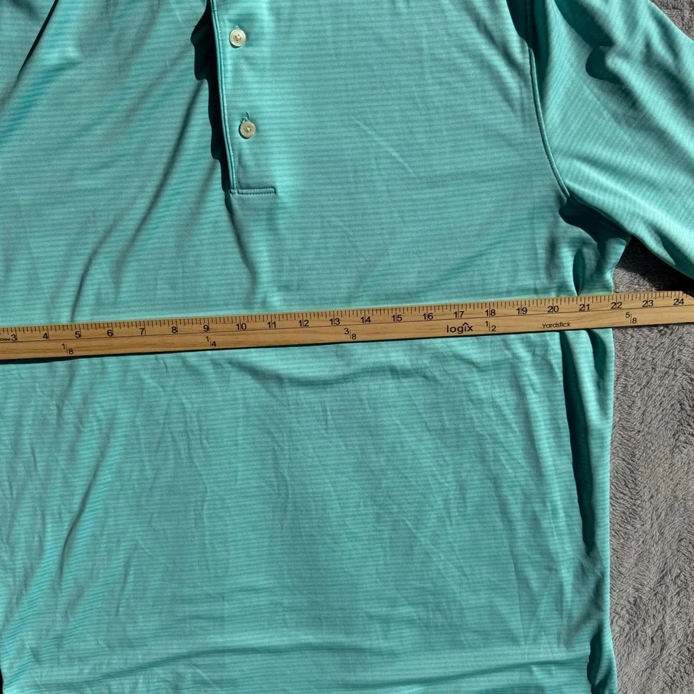 Greg Norman Collection Teal Striped Golf Polo Shirt ML75 Play‎ Dry